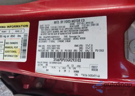 2016 Ford Fusion Energi Se Luxury from USA, damaged, VIN 3FA6P0PU5GR293103